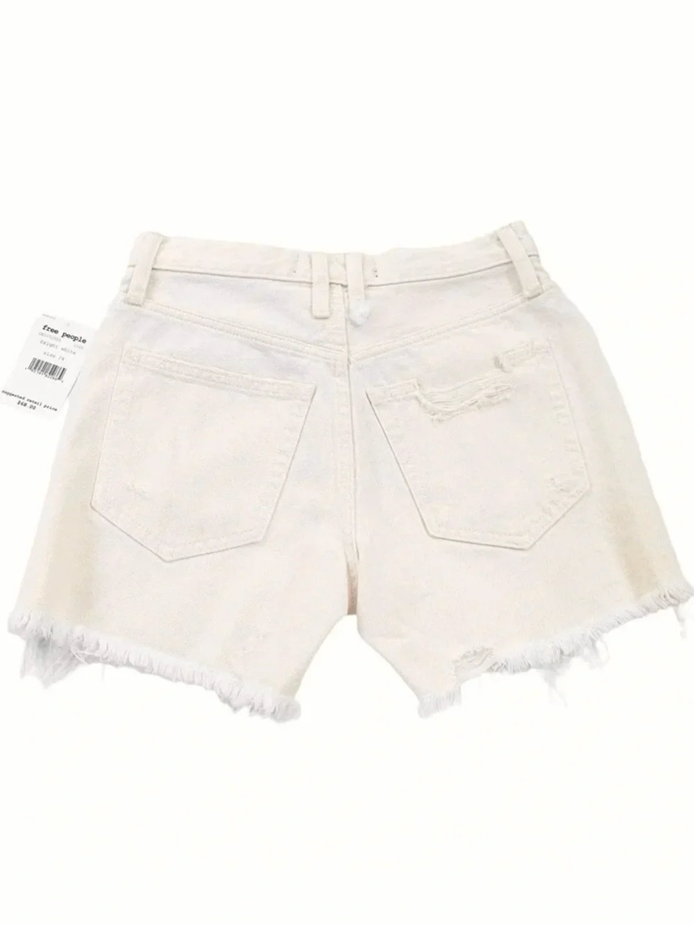 NWT Free People Makai Cutoff Short Off White Denim Distressed Size 24